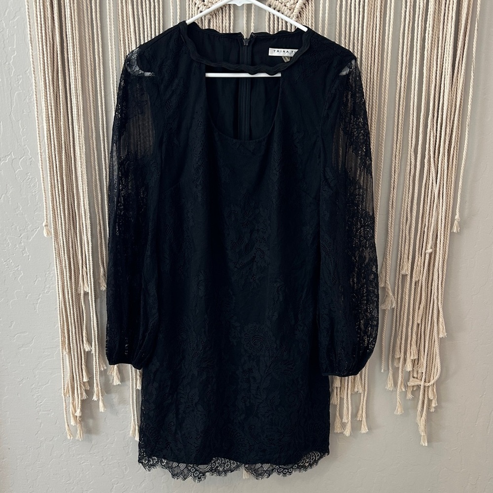 Elegant Black Lace Long Sleeve Dress